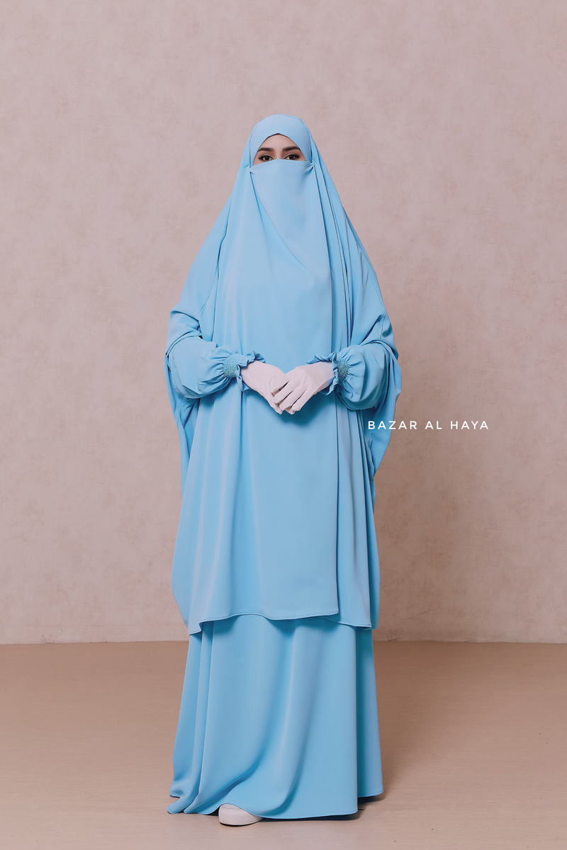 Baby Blue Hoor - Two Piece Jilbab With Skirt- Long & Loose