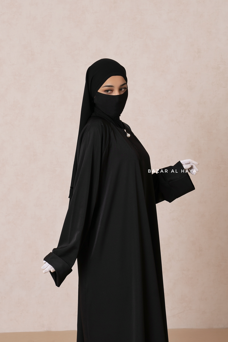 Black Madina Abaya - Soft Relaxed Fit - Mediumweight Silk Crepe