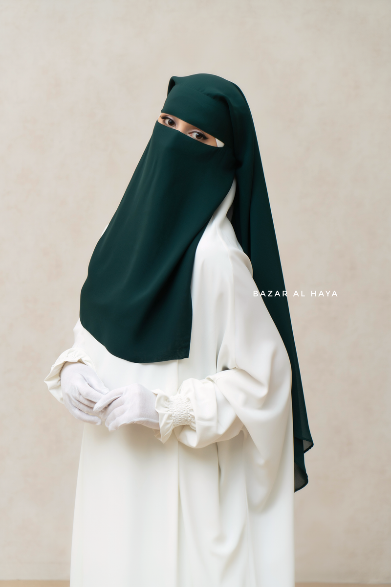 Emerald Two Layer Niqab - Premium Wool Chiffon - Medium