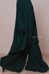 Emerald Jahida Two Piece Jilbab With Loose Pants Set - Skirt-Style Shalwar