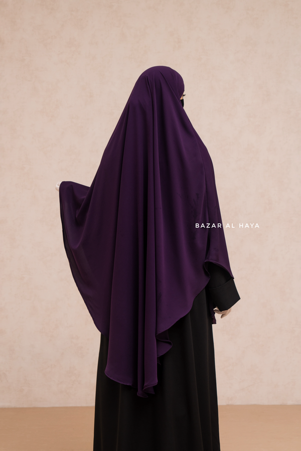 Marwad Maxi Round Diamond Khimar In Purple - Crepe, Cotton Extra Long