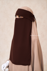 Brown Flap Single Niqab - Super Breathable Veil - Large