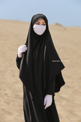 Black Eliza Long Triangle Diamond Khimar - Soft Cotton