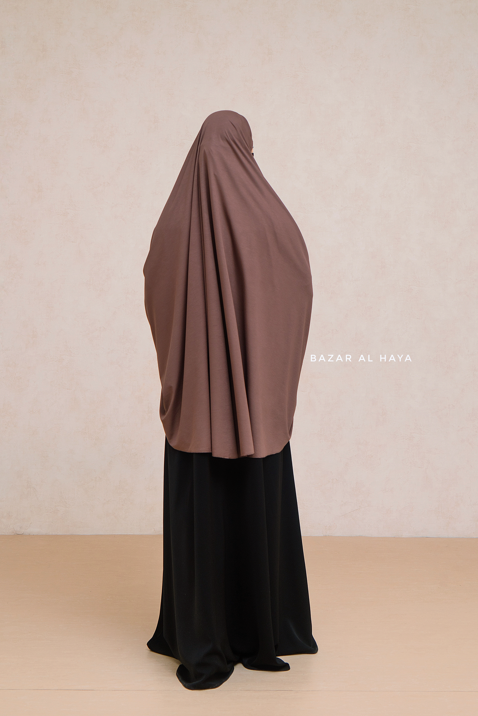 カヤ Coffee Cotton Abida Khimar With Sleeves - Soft Cotton – Bazar Al Haya