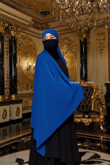 Tie Back Royal Blue Scarf & Khimar In Long Rectangle Shape - Style & More