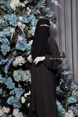 Two Layer Black Flap Niqab - Premium Wool Chiffon - Medium