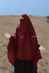 Safiyya Maroon Sleeveless Khimar - Soft Crepe Extra Long & Wide