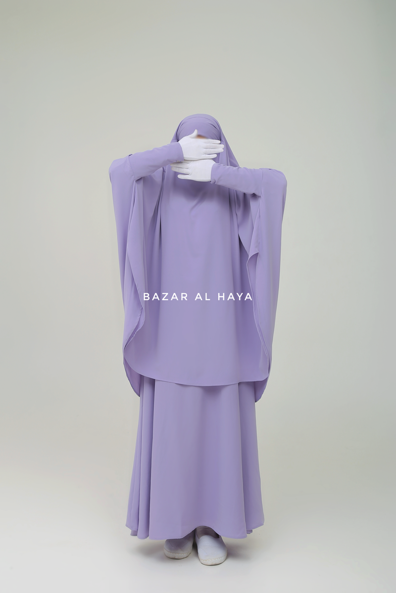 Yasmin Lilac Two Piece Jilbab With Dress & Khimar - Long & Loose Style, Light Soft Breathable Fabric