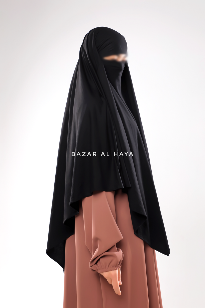 Black Shams Triangle Diamond Khimar - Cotton Trikataj