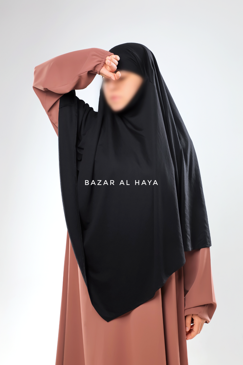 Black Shams Triangle Diamond Khimar - Cotton Trikataj