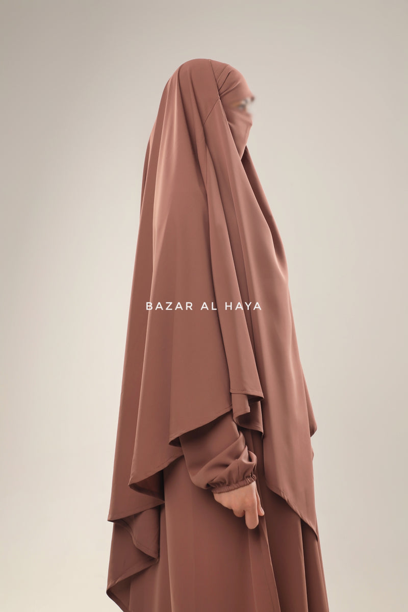 Taupe Rose Salam 2 Abaya & Mubarak Khimar Maxi Set - Nida