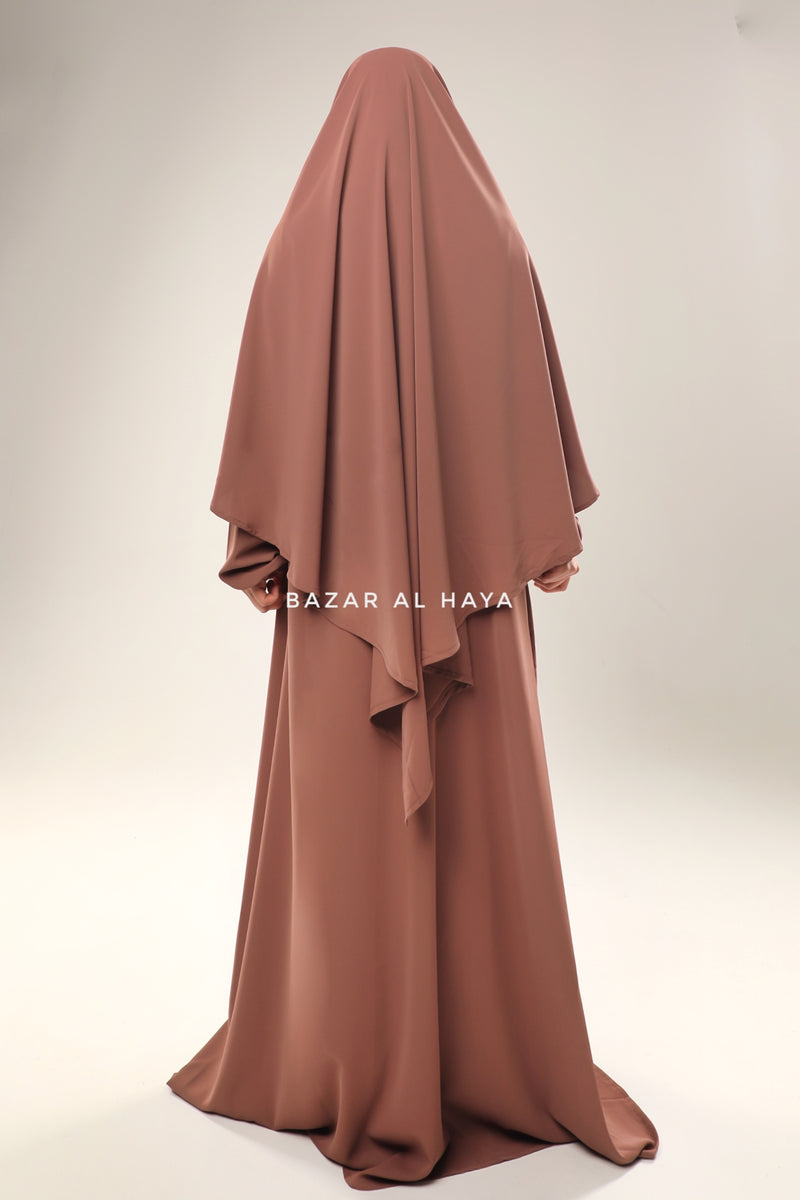 Taupe Rose Salam 2 Abaya & Mubarak Khimar Maxi Set - Nida