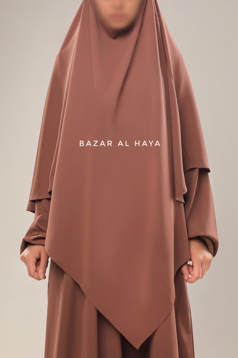 Taupe Rose Salam 2 Abaya & Mubarak Khimar Maxi Set - Nida