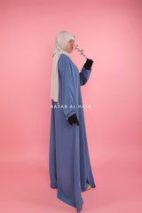 Steel Blue Salam 2 Abaya -  Comfy Style Front Zipper - Nidha