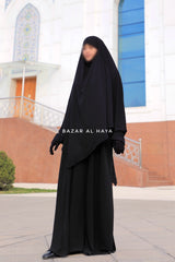 Black Salam 2 Abaya & Mubarak Khimar Maxi Set - Silk Crepe