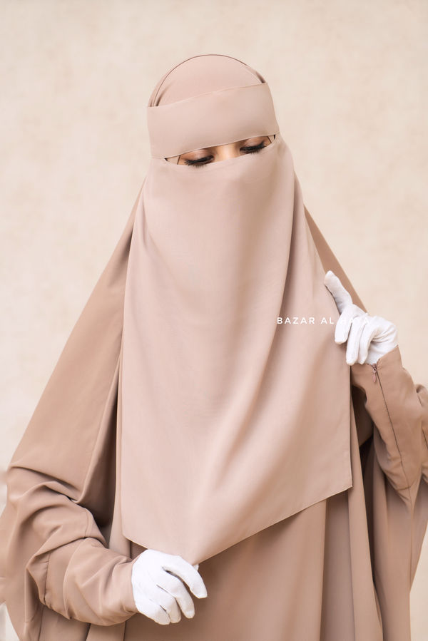 Creme Beige Single Layer Niqab - Super Breathable & Comfy