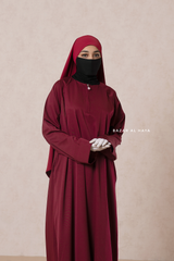 Maroon Madina Abaya - Soft Relaxed Fit - Mediumweight Silk Crepe