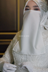 White Bridal Satin Half Niqab - Elegant & Modest Wedding Veil