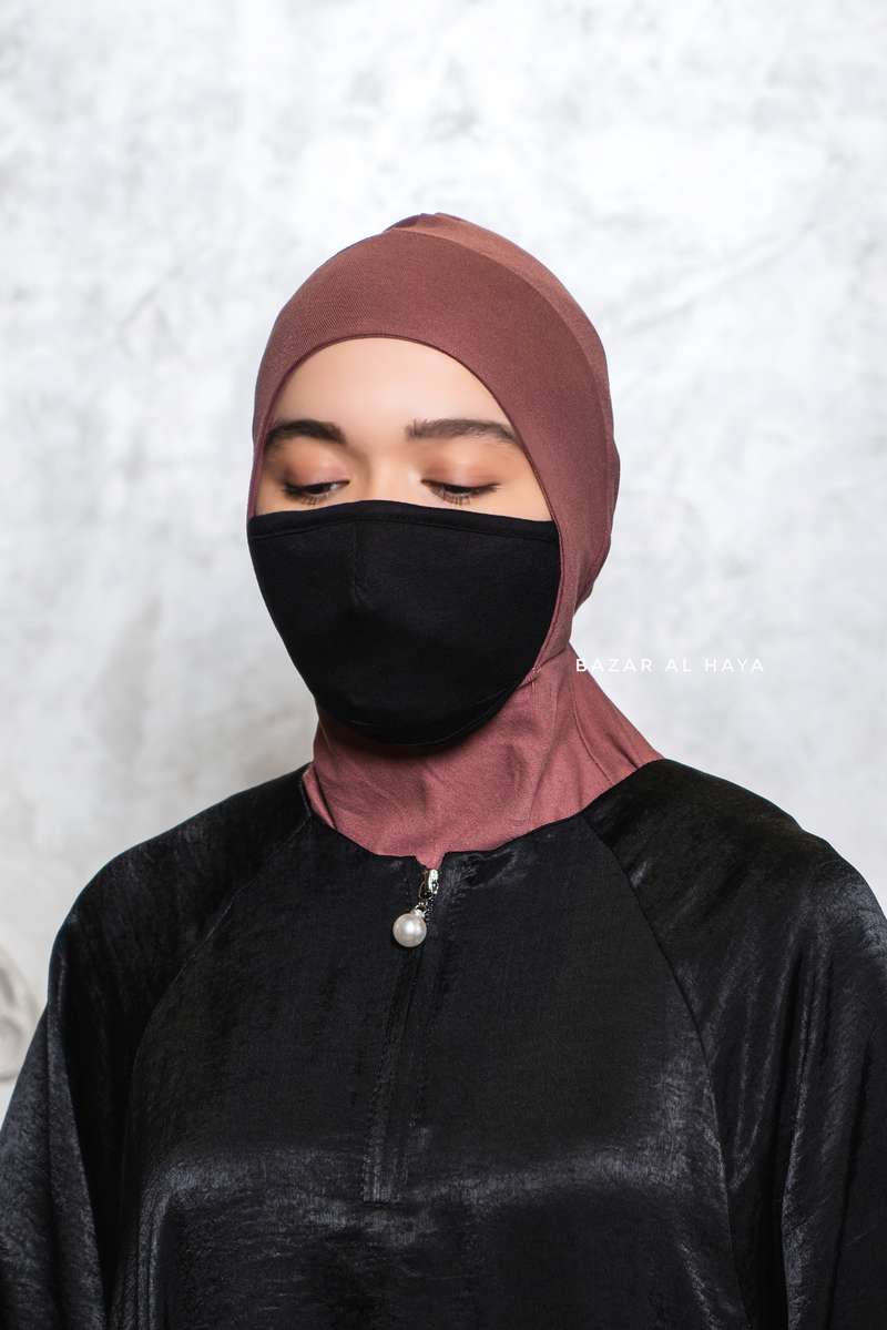 Taupe Rose Neck Cover Underscarf In Cotton - Super Breathable & Soft