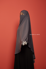 Mubarak Steel Grey Diamond Khimar - Nida Extra Long