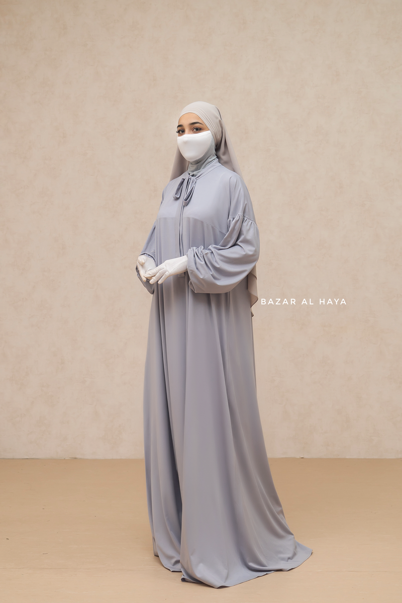 Eliza Silver Cotton Super Soft & Breathable Abaya Dress - Cozy