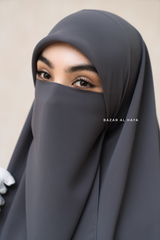 Grey Square Scarf With Half Niqab Set - Super Breathable