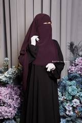 Purple Two Layer Flap Niqab - Premium Wool Chiffon - Medium