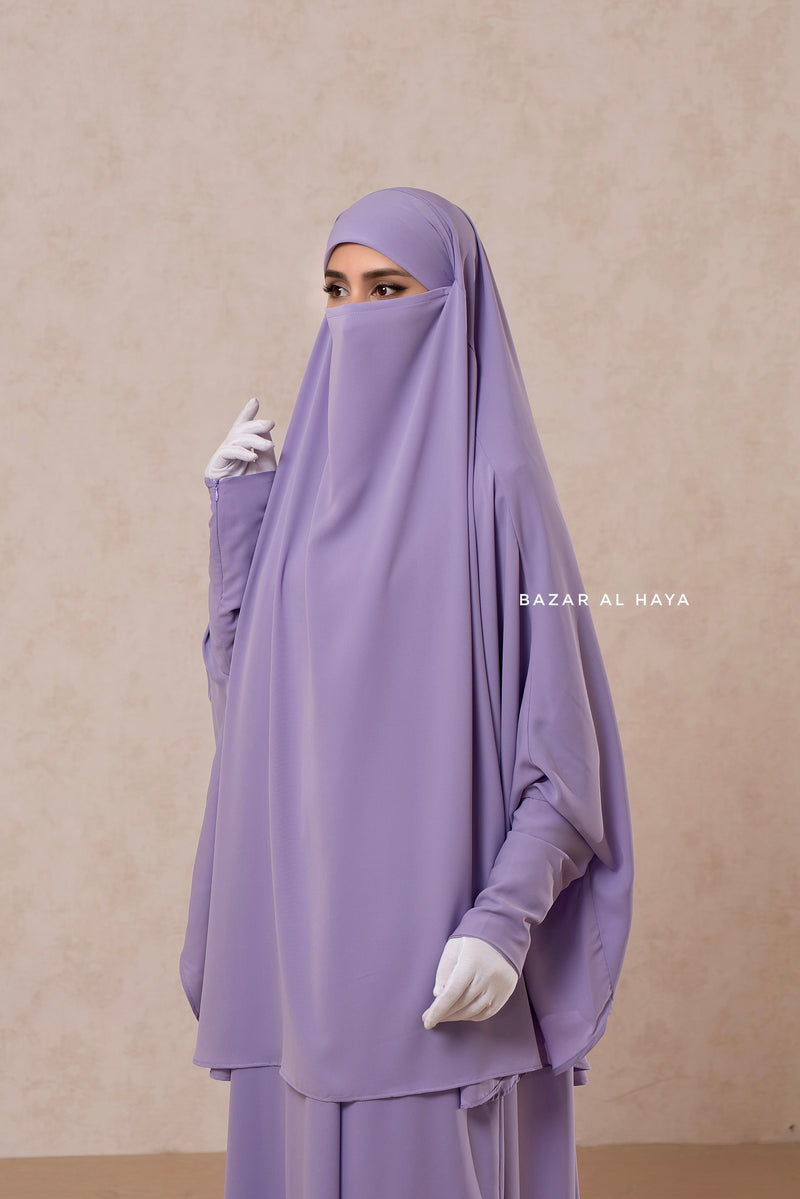 Yasmin Lilac Two Piece Jilbab With Dress & Khimar - Long & Loose Style, Light Soft Breathable Fabric