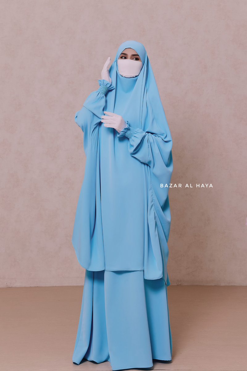 Baby Blue Hoor - Two Piece Jilbab With Skirt- Long & Loose