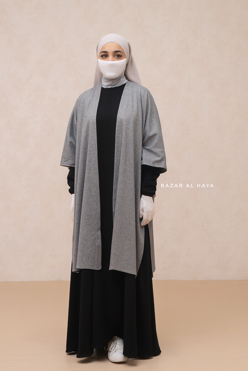 Grey Taima Warm Cardigan - Comfy Oversized- Premium Acrylic Cashmere