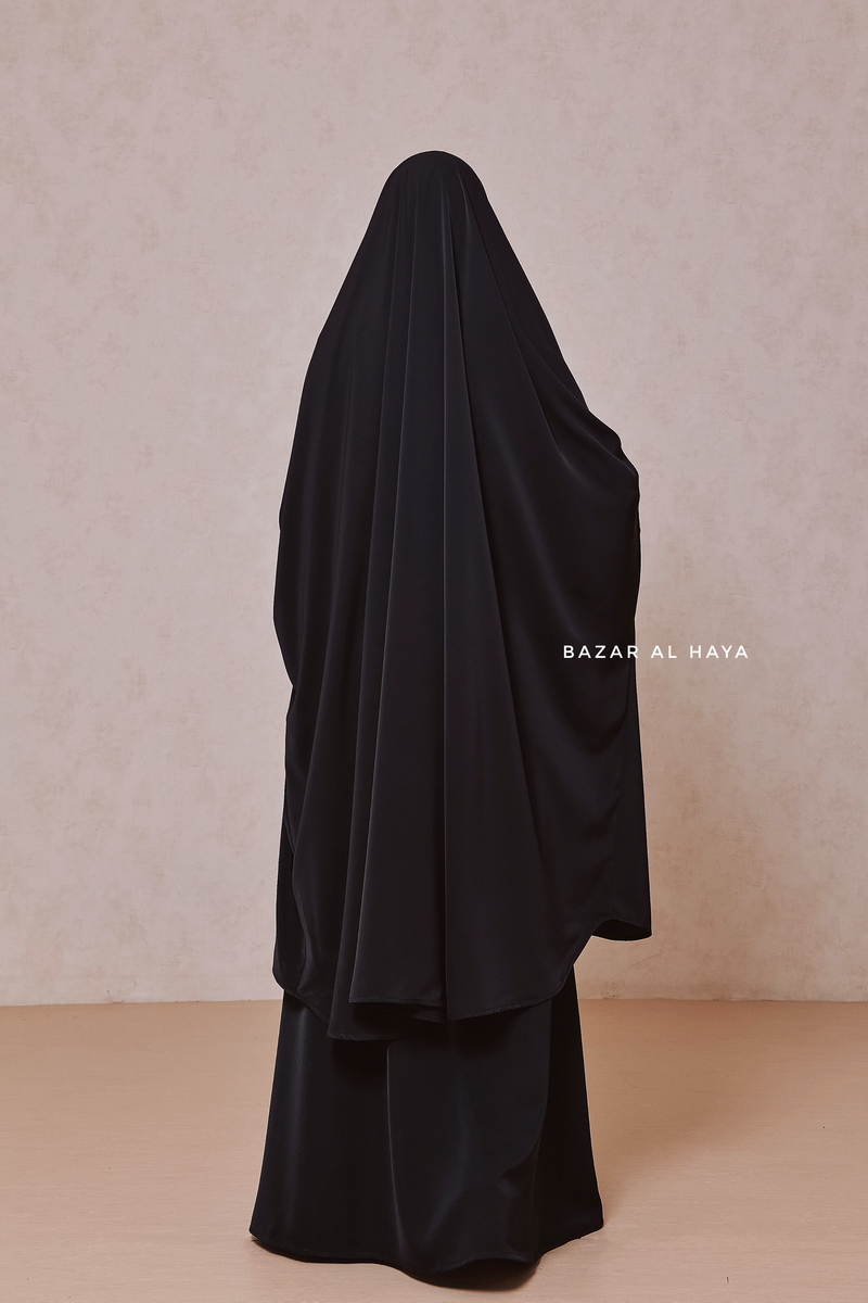 Hoor Two Piece  Black Jilbab With Skirt- Long & Loose