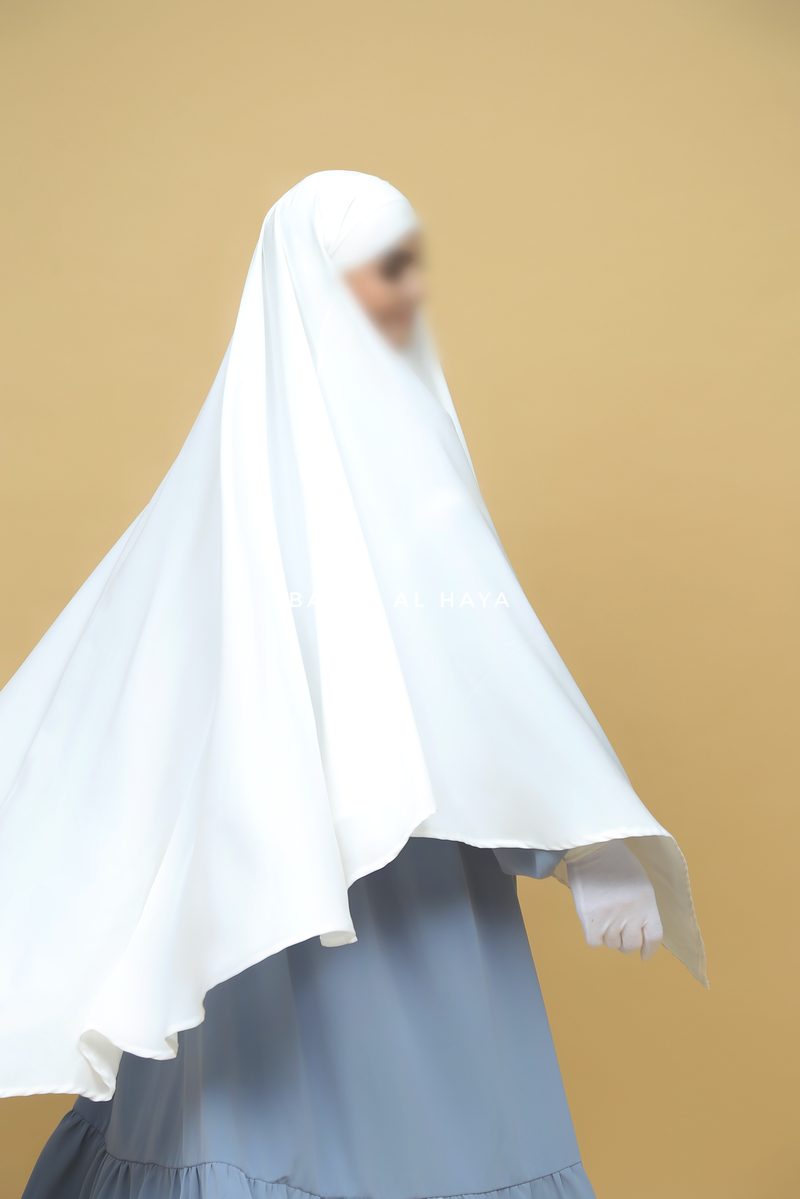 Mubarak Long White Diamond Khimar - Nidha Extra Long