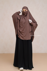 Coffee Cotton Abida Khimar With Sleeves - Soft Cotton