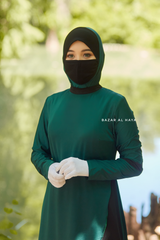 Emerald Modest Swimwear Three Piece Set With Swimdress, Khimar, & Pants - Enjoy The Comfort