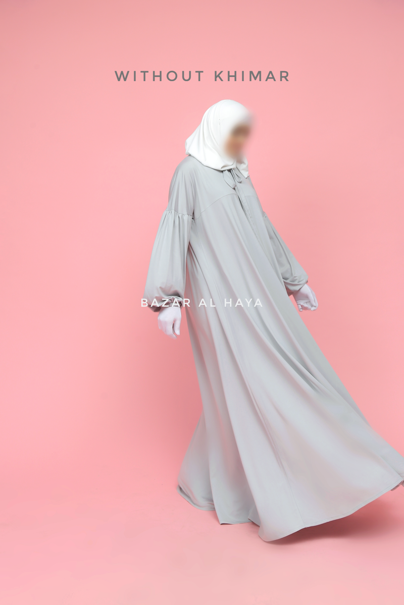 Eliza Two Piece Abaya & Khimar in Pearl Grey Cotton Super Soft & Breathable - Cozy