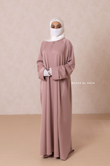 Dusty Rose Madina Abaya - Soft Relaxed Fit - Mediumweight Silk Crepe