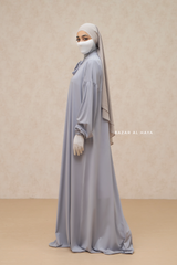 Eliza Silver Cotton Super Soft & Breathable Abaya Dress - Cozy