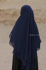 Two Layer Dark Blue Three -In- One Snap Scarf, Khimar, Cape - Super Soft & Quality