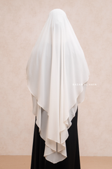 Pari Ivory Two Layered Maxi Diamond Khimar - Crepe Chiffon