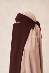 Flap Brown Single Niqab - Super Breathable Veil - Large