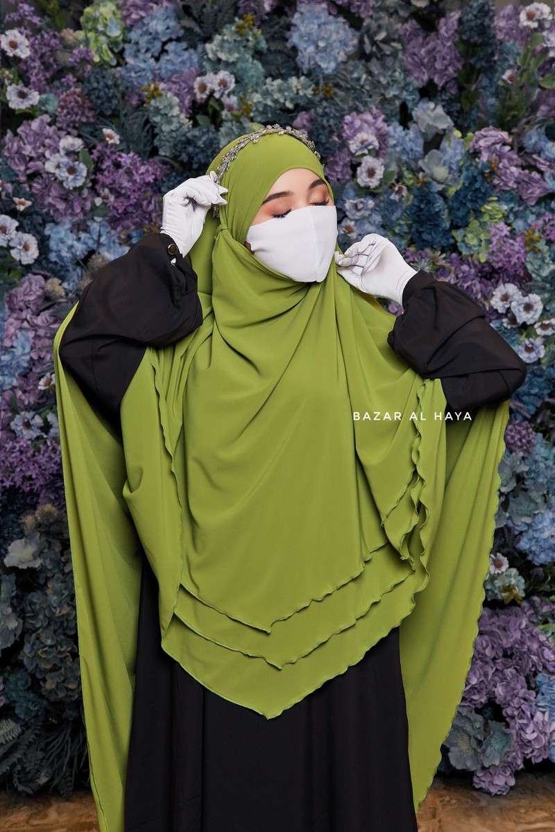 Kiwi Aiza Three Layered Diamond Khimar - Premium Stretch