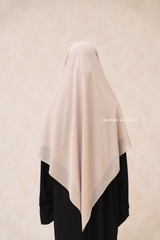 Creme Beige Square Scarf With Half Niqab Set - Super Breathable