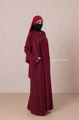 Maroon Madina Abaya - Soft Relaxed Fit - Mediumweight Silk Crepe