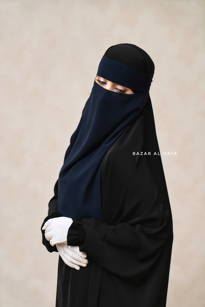 Single Layer Niqab In Dark Blue - Better Breathe