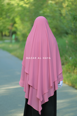 Pari Pink Two Layered Maxi Diamond Khimar - Crepe Chiffon