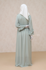 Afsah Mint Ruffle Lightweight Summer Spring Abaya Dress - Soft Breathable Crepe Cotton