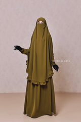 Ibadah Olive Two-piece Jilbab with Skirt, Haj, Umrah & Prayer Set