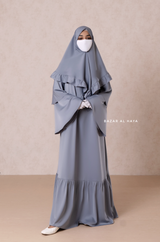 Bushra Dress - Steel Grey Layered Ruffle Sleeve Abaya - Premium Sultansha