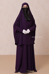 Yasmin Purple Two Piece Jilbab With Dress & Khimar - Loose Style & Light Soft Breathable