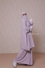 Silver Jahida Two Piece Jilbab With Loose Pants Set - Skirt-Style Shalwar